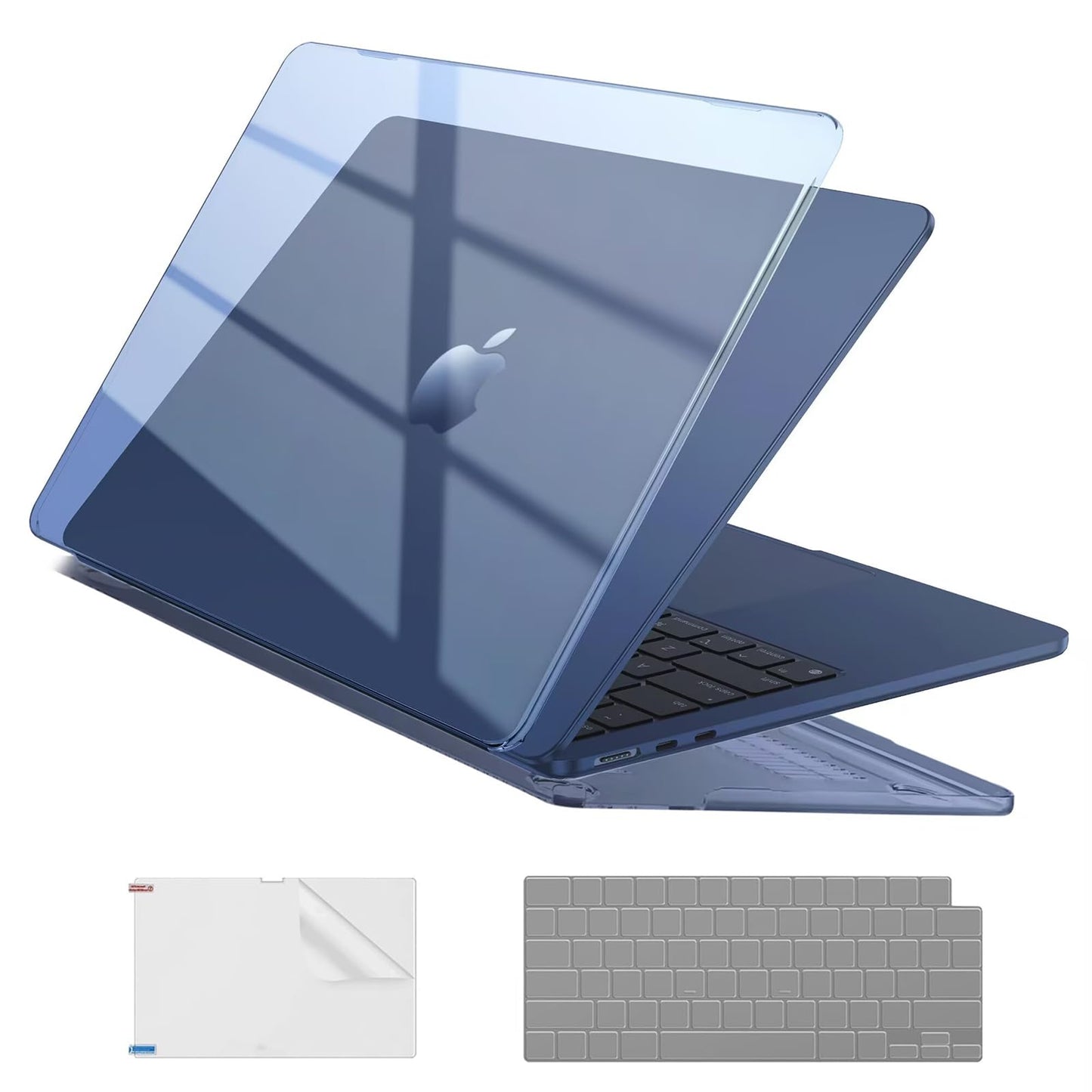 EooCoo Black Clear Hard Shell Case for MacBook Air 15" (2023-2025 M2/M3/M4) + Keyboard Cover & Screen Protector – Perfect Fit & Durable Protection