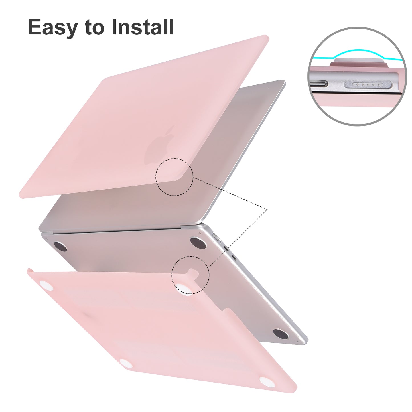 EooCoo Matte Pink Hard Shell Case for MacBook Air 15" (2023-2025 M2/M3/M4) + Keyboard Cover & Screen Protector – Slim, Durable & Perfect Fit