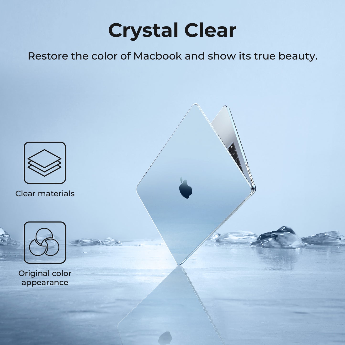 EooCoo Sky Blue Clear Hard Shell Case for MacBook Air 15" (2023-2025 M2/M3/M4) + Keyboard Cover & Screen Protector – Perfect Fit & Durable Protection