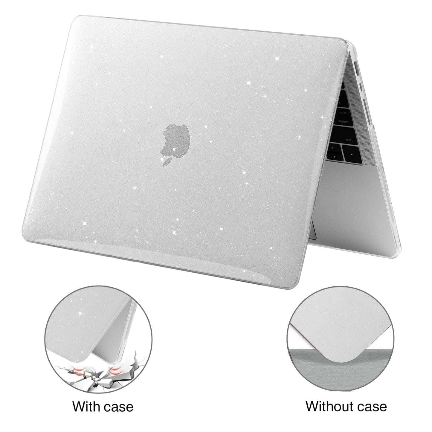 EooCoo Sparkly Clear MacBook Pro 14 inch Case (2025–2021, M4/M3/M2/M1 Pro/Max) – Anti-Scratch, Fingerprint-Free Glitter Hard Shell with Keyboard Cover & Screen Protector