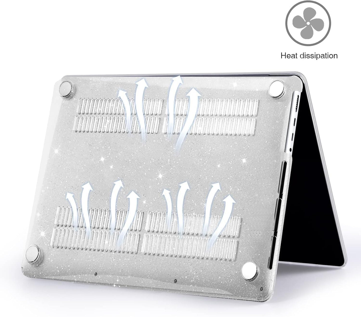 EooCoo Glitter Clear Hard Case for MacBook Pro 16 Inch (2021–2025, M1–M4 Pro/Max) – Sparkly Protective Shell with Keyboard Cover & Screen Protector