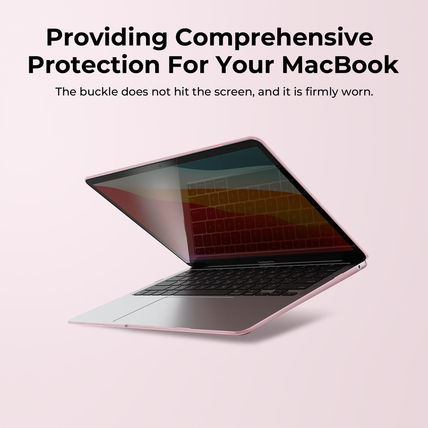 EooCoo Crystal Pink Hard Shell Case for MacBook Air 13.3" (M1 2020–2018) – Clear Slim Fit Cover with Keyboard Skin & Screen Protector, Full Protection Without Hiding Original Color