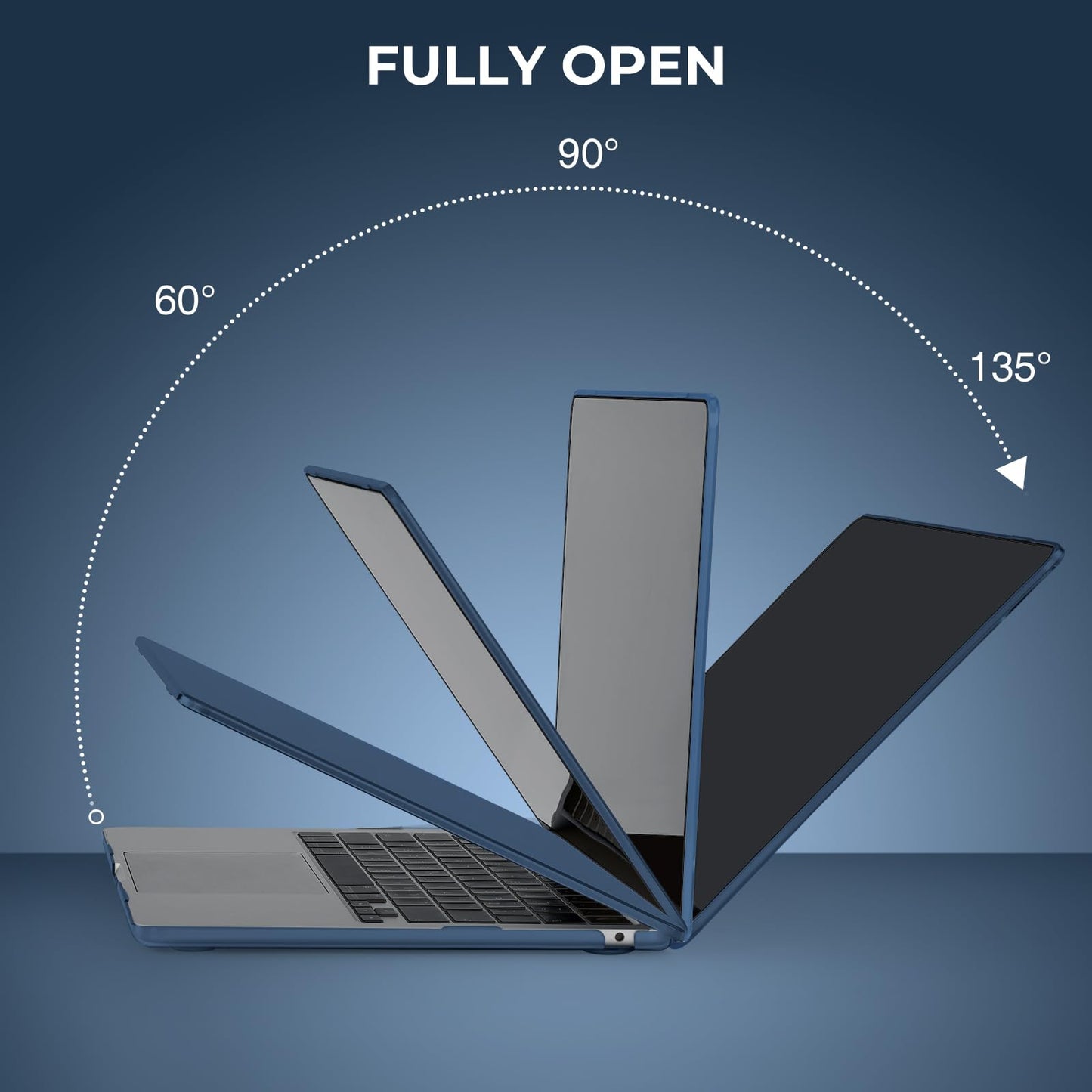 EooCoo Crystal Midnight Hard Shell Case for MacBook Air 13.3" (M1 2020–2018) – Clear Slim Fit Cover with Keyboard Skin & Screen Protector, Full Protection Without Hiding Original Color