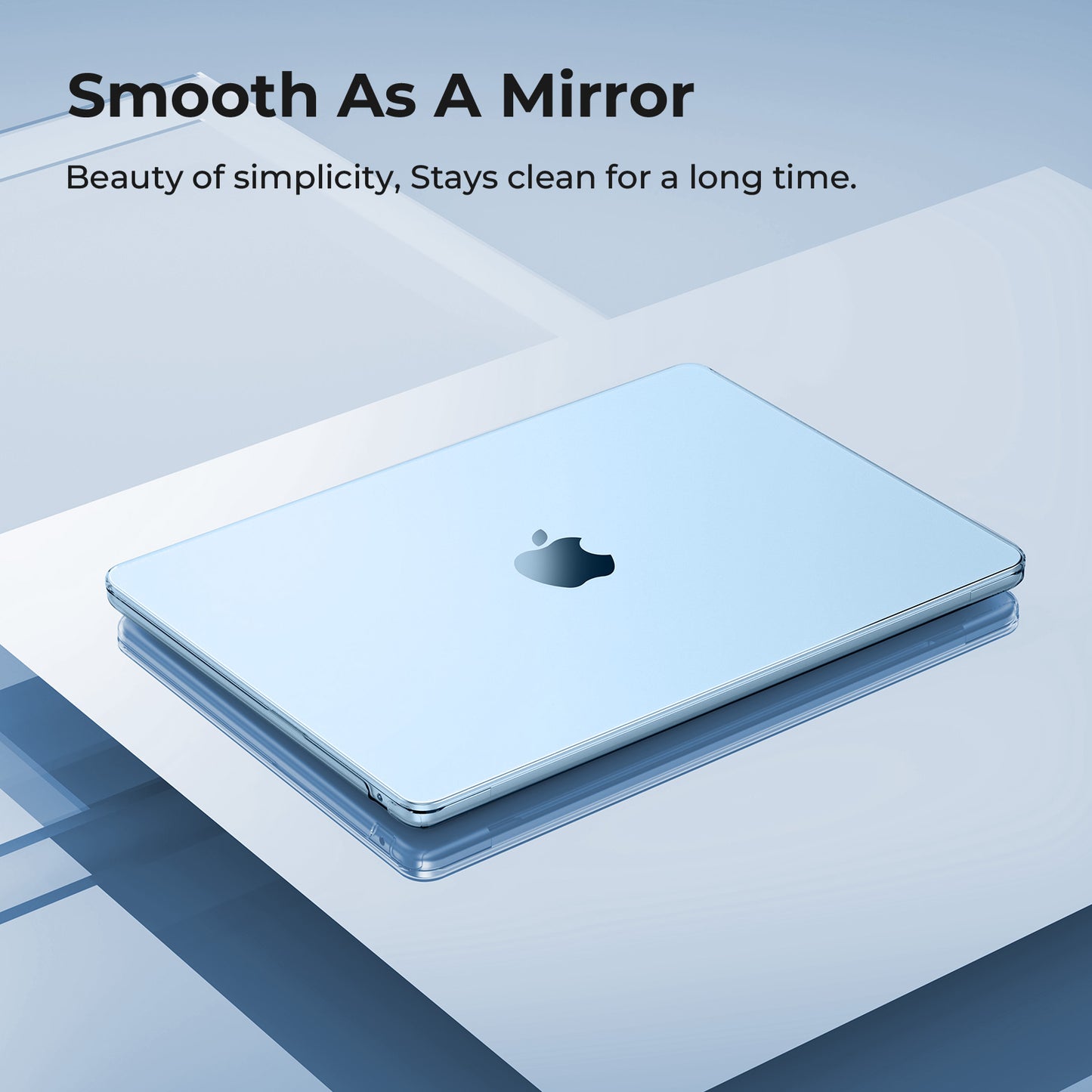 EooCoo Sky Blue Clear Hard Shell Case for MacBook Air 15" (2023-2025 M2/M3/M4) + Keyboard Cover & Screen Protector – Perfect Fit & Durable Protection