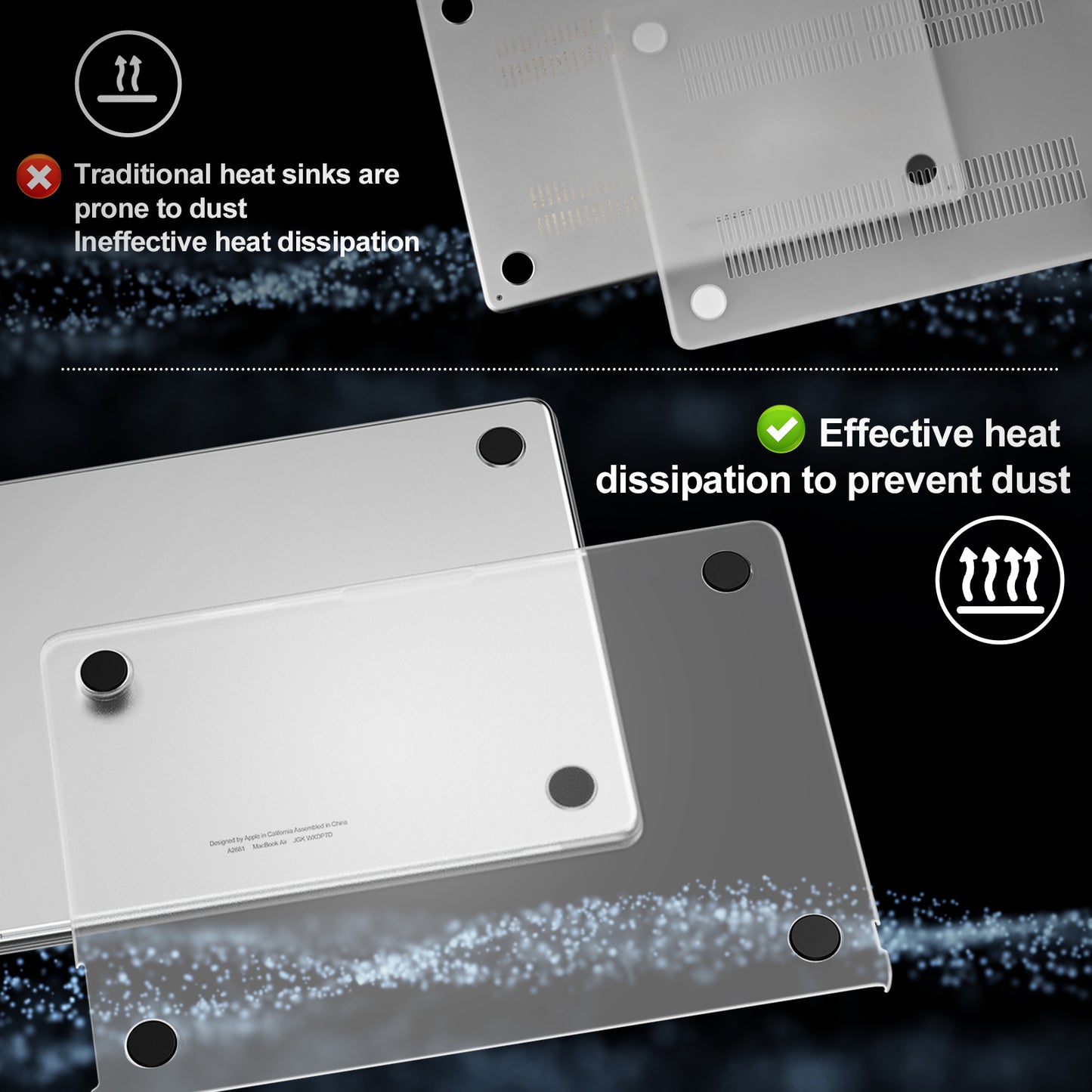 EooCoo Clear Matte Hard Shell Case for MacBook Air 13.6" (2022-2025 M2/M3/M4) + Keyboard Cover & Screen Protector – Slim, Anti-Fingerprint & Full Protection