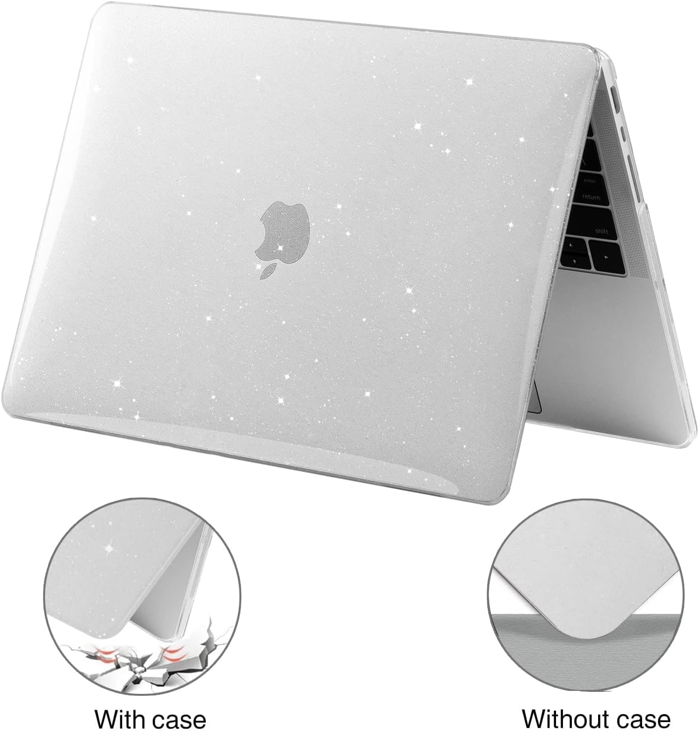 EooCoo Glitter Clear Hard Case for MacBook Pro 16 Inch (2021–2025, M1–M4 Pro/Max) – Sparkly Protective Shell with Keyboard Cover & Screen Protector