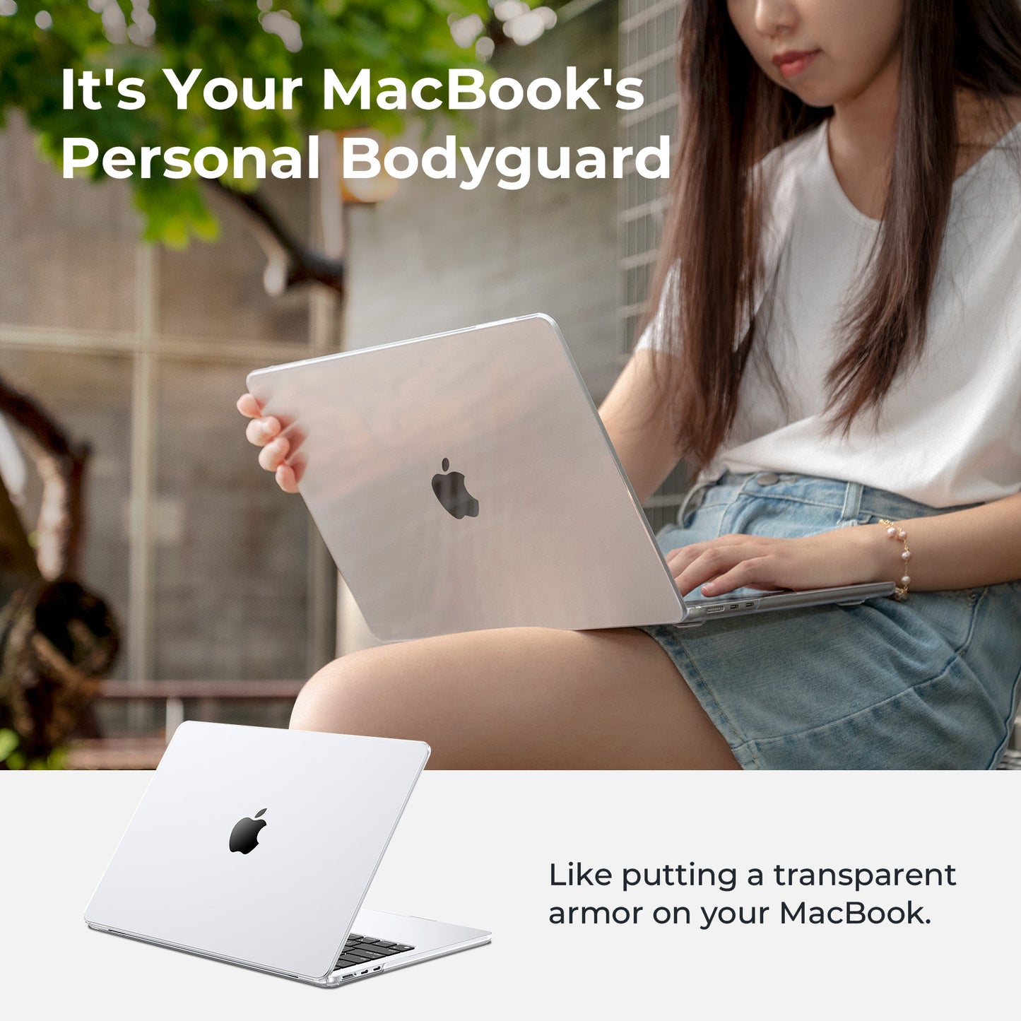 EooCoo Crystal Clear Hard Shell Case for MacBook Air 15" (2023-2025 M2/M3/M4) + Keyboard Cover & Screen Protector – Perfect Fit & Durable Protection