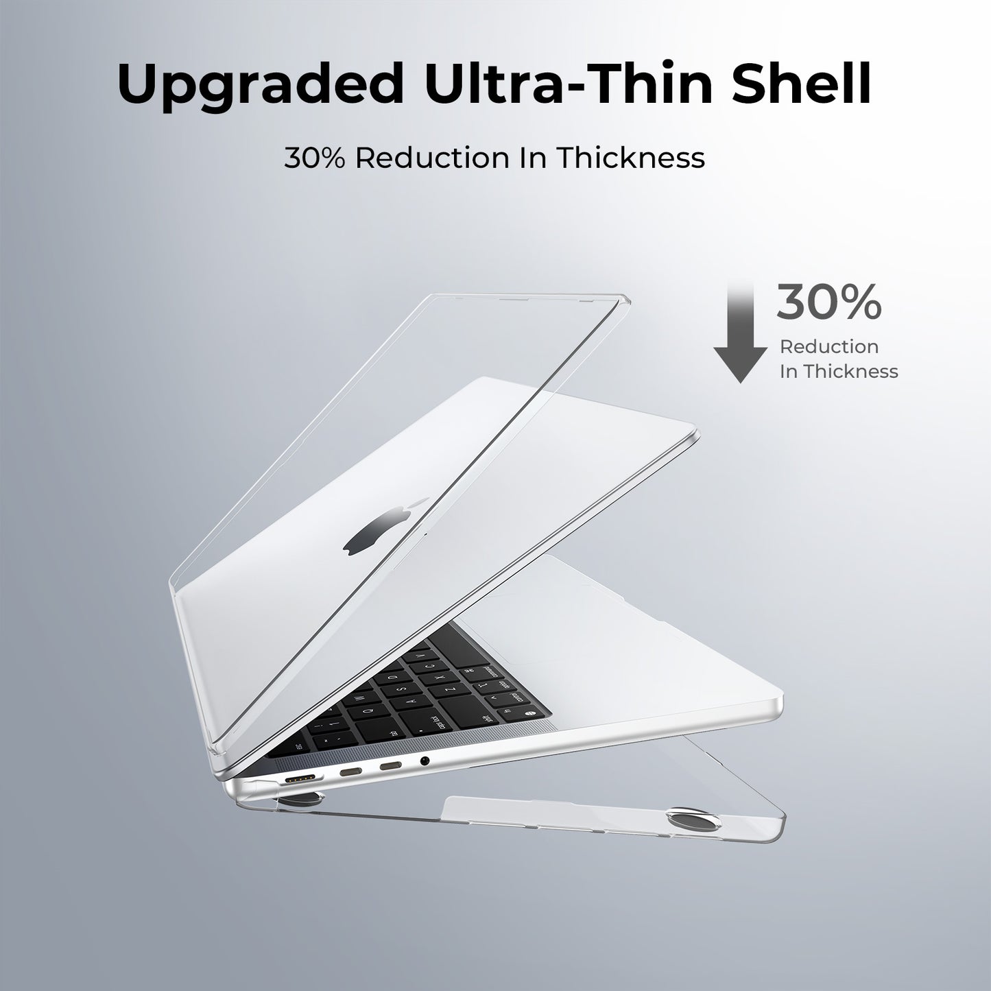 EooCoo Crystal Clear Hard Case for MacBook Pro 14 Inch (2025–2021, M4/M3/M2/M1 Pro/Max) – Anti-Scratch, Anti-Fingerprint, Snap-On Protective Cover with Keyboard & Screen Protector