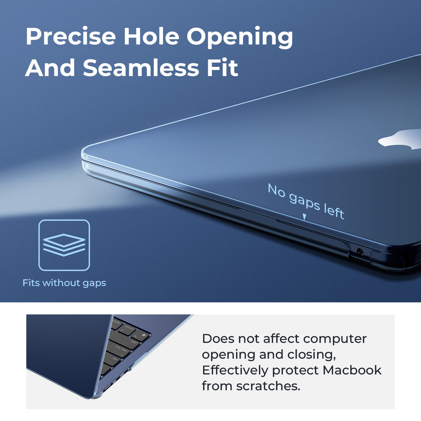 EooCoo Midnight Clear Hard Shell Case for MacBook Air 15" (2023-2025 M2/M3/M4) + Keyboard Cover & Screen Protector – Perfect Fit & Durable Protection