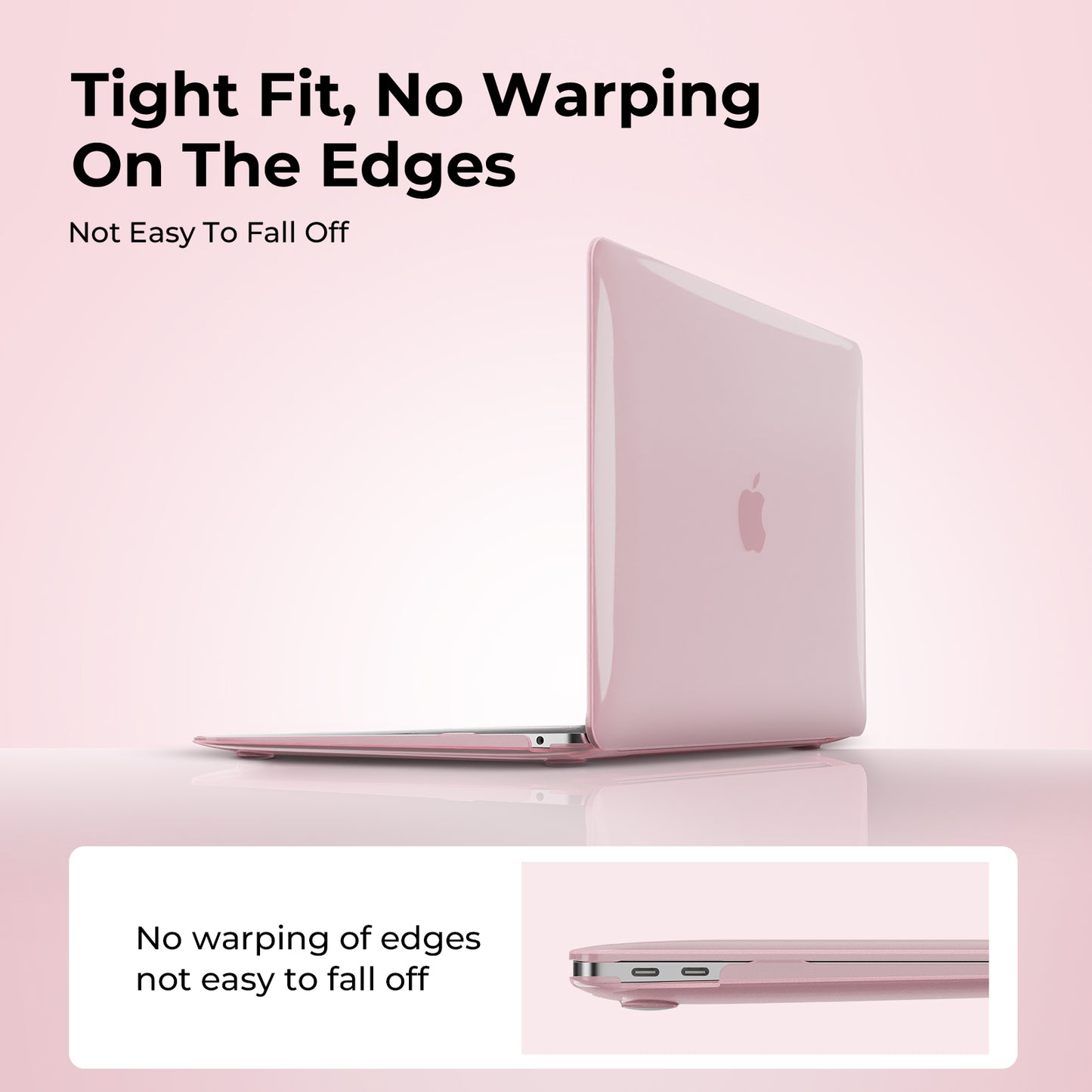 EooCoo Crystal Pink Hard Shell Case for MacBook Air 13.3" (M1 2020–2018) – Clear Slim Fit Cover with Keyboard Skin & Screen Protector, Full Protection Without Hiding Original Color