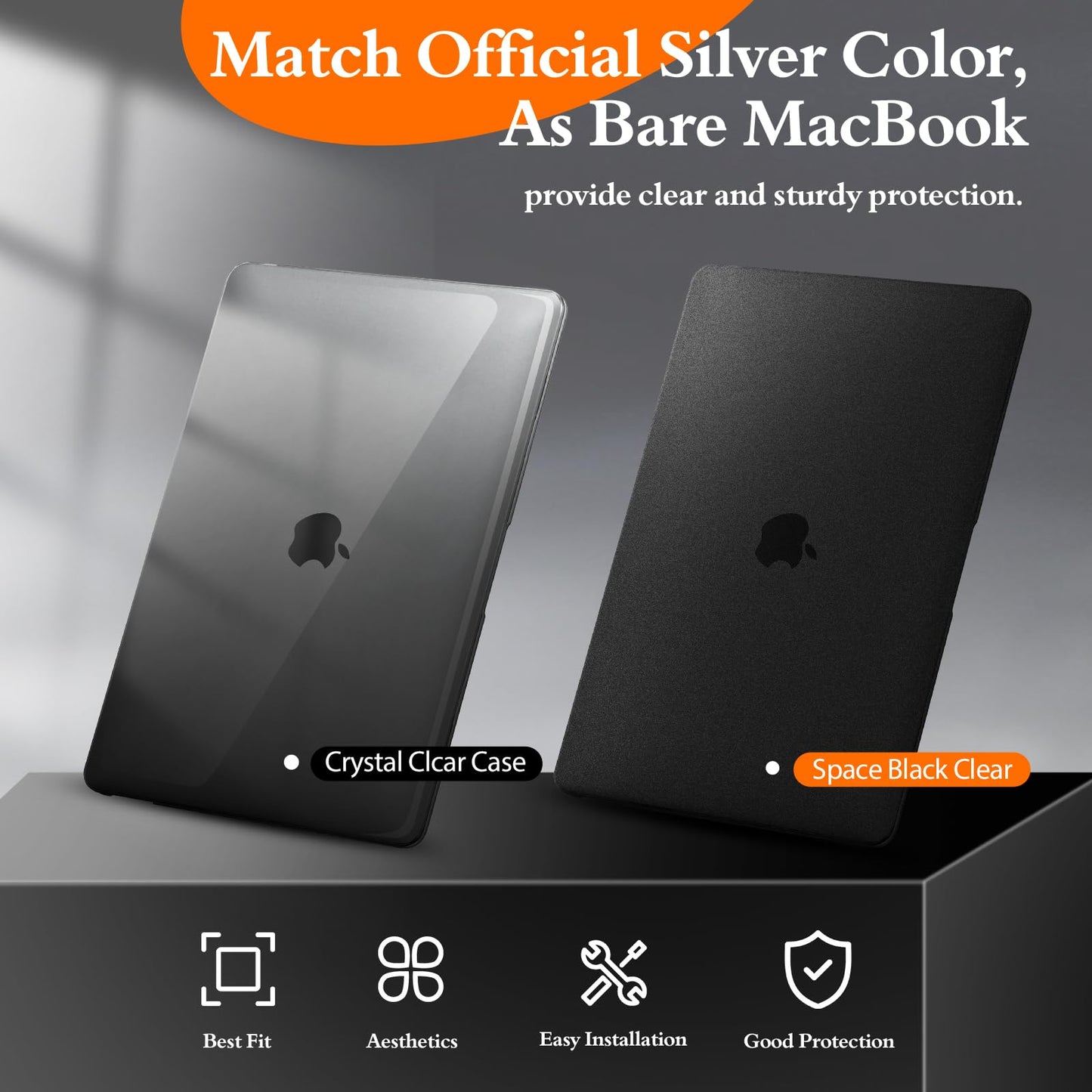 EooCoo Frost Black Hard Case for MacBook Air 13.3" M1 (2021–2018) – Anti-Scratch, Anti-Fingerprint Case with Keyboard Cover & Screen Protector