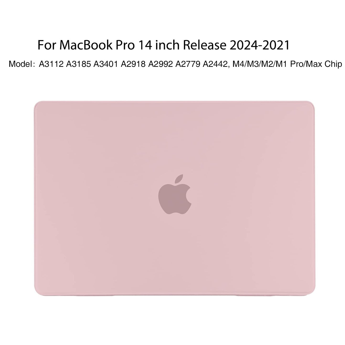 EooCoo Matte Light Pink Hard Case for MacBook Pro 14 Inch (2025–2021, M4/M3/M2/M1 Pro/Max) – Anti-Fingerprint Matte Case with Keyboard Cover & Screen Protector