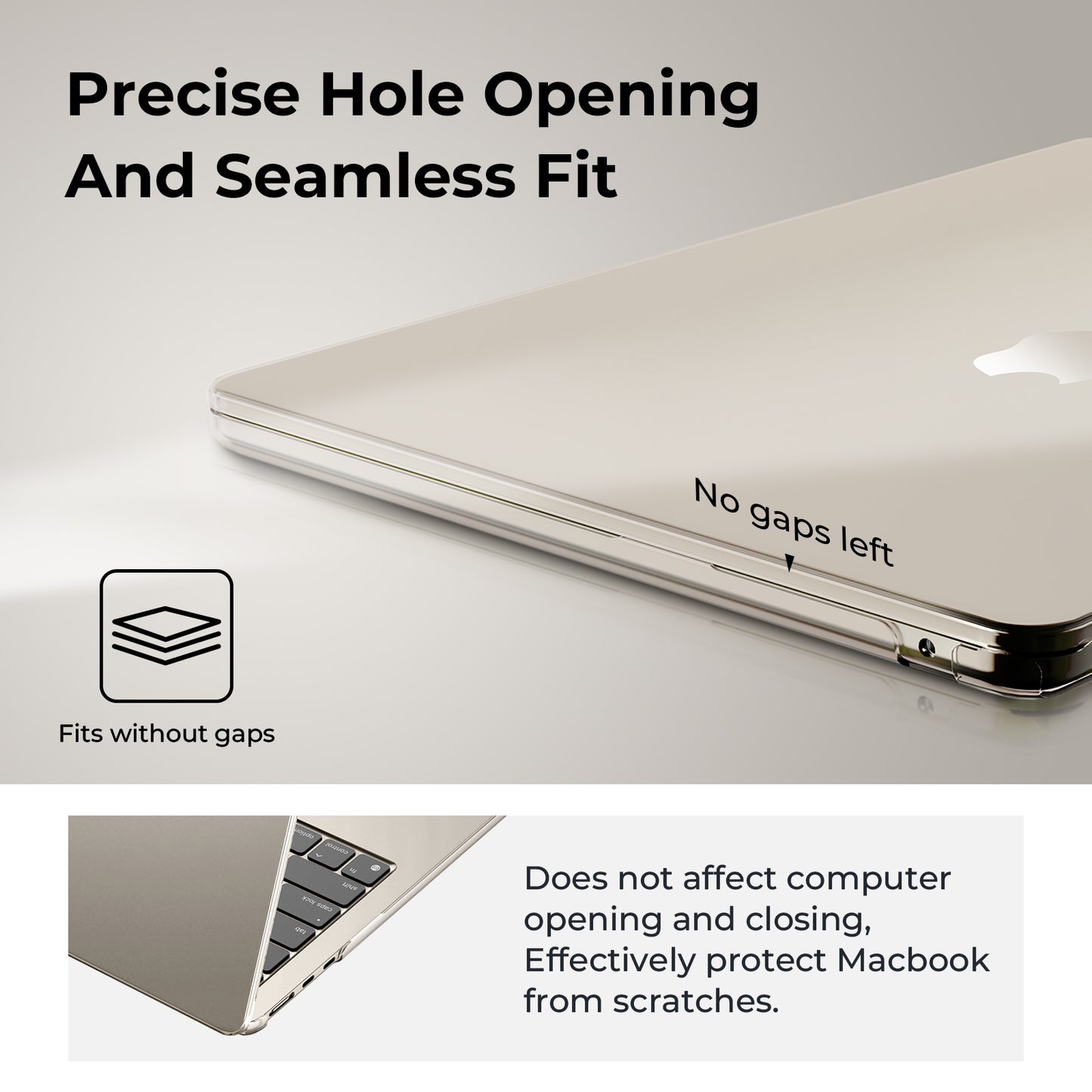 EooCoo Starlight Clear Hard Shell Case for MacBook Air 15" (2023-2025 M2/M3/M4) + Keyboard Cover & Screen Protector – Perfect Fit & Durable Protection
