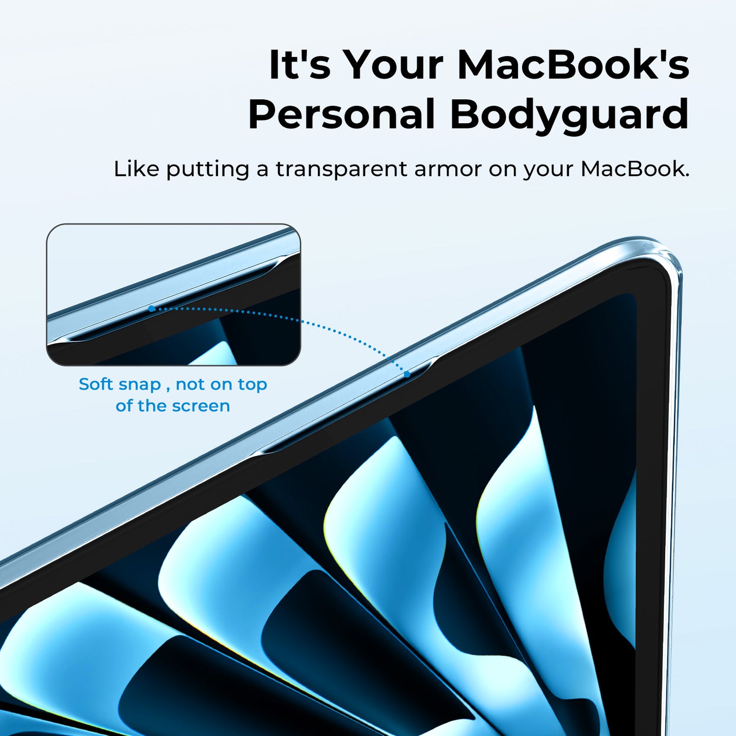 EooCoo Sky Blue Clear Hard Shell Case for MacBook Air 15" (2023-2025 M2/M3/M4) + Keyboard Cover & Screen Protector – Perfect Fit & Durable Protection