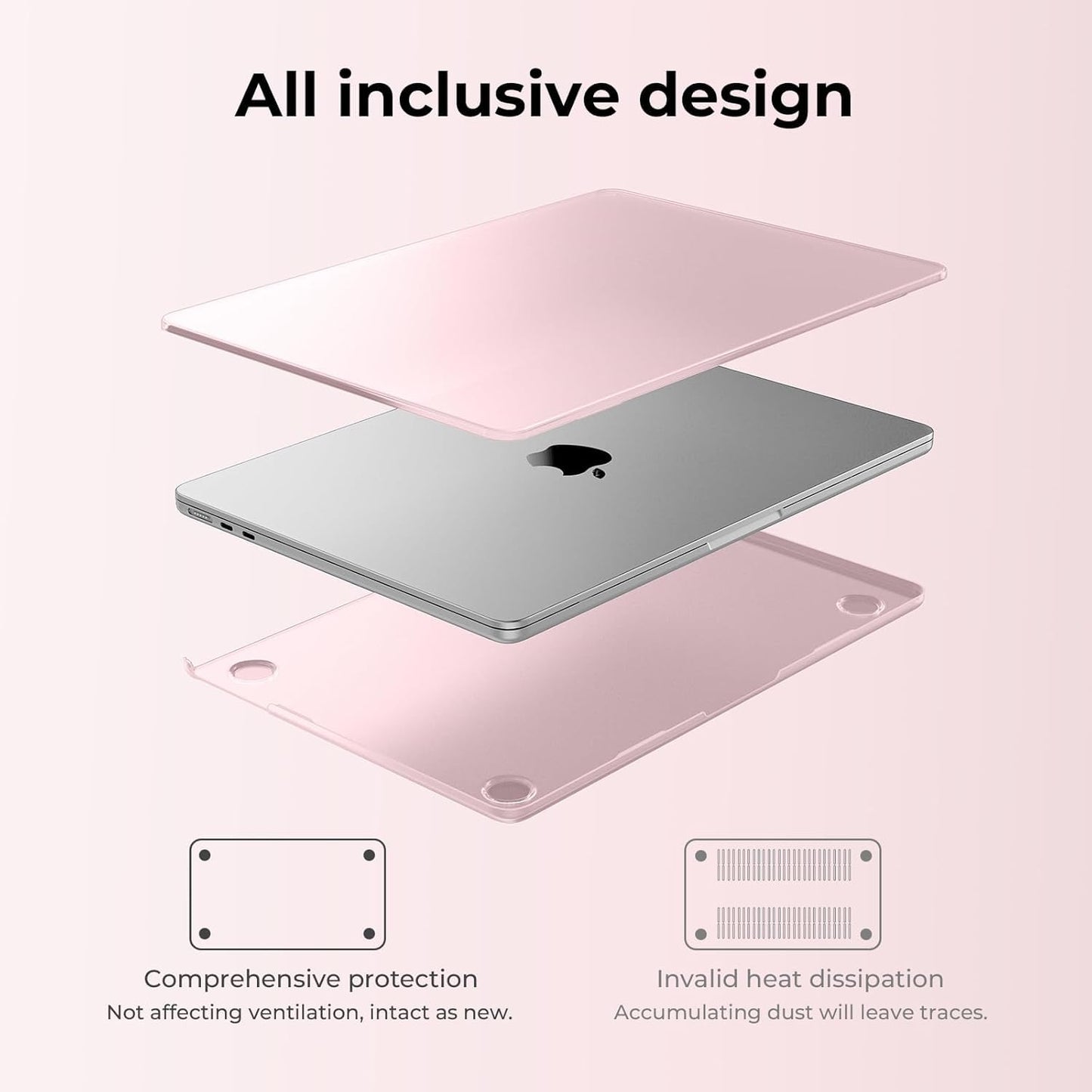 EooCoo Ultra Thin Matte Cute Pink Case for MacBook Air 15" (M4/M3/M2, 2025–2023) – Matte Hard Shell with Keyboard Cover, Anti-Scratch, Anti-Fingerprint, Lightweight Protection
