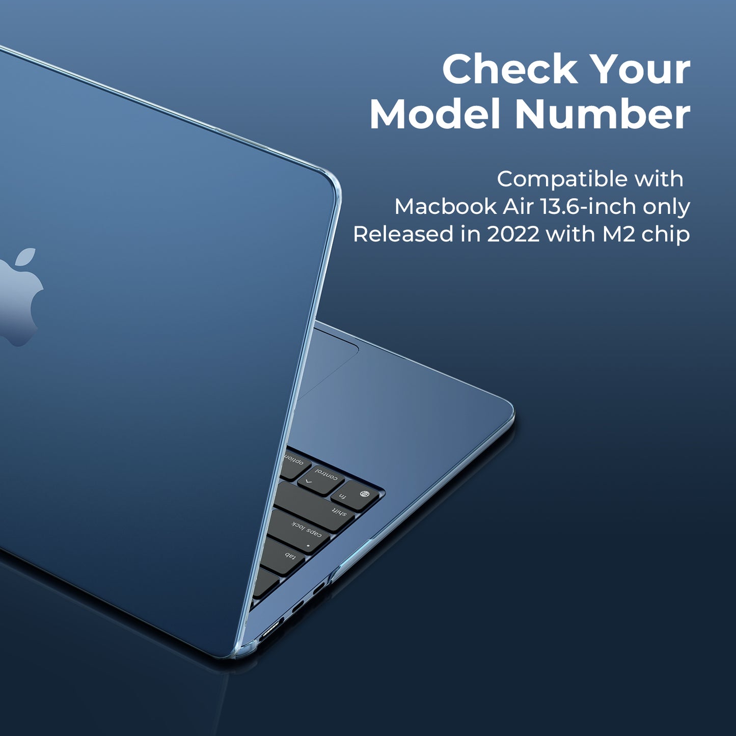 EooCoo Clear Midnight Hard Shell Case for MacBook Air 13.6" (2022-2025 M2/M3/M4) + Keyboard Cover & Screen Protector – Crystal Clear & Full Protection