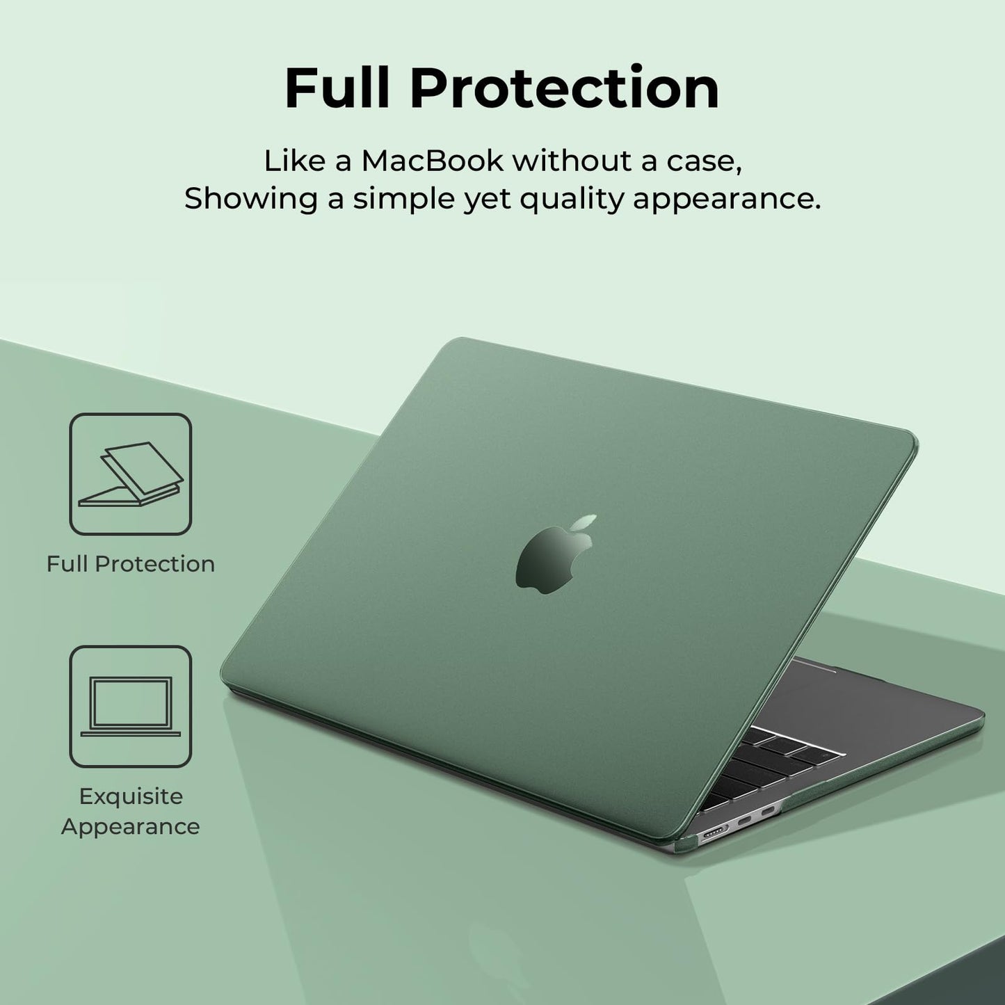 EooCoo Ultra Thin MacBook Air 13.6" Case (2025–2022, M4/M3/M2) – Matte Hard Shell with Keyboard Cover, Turquoise Green, Slim & Cooling