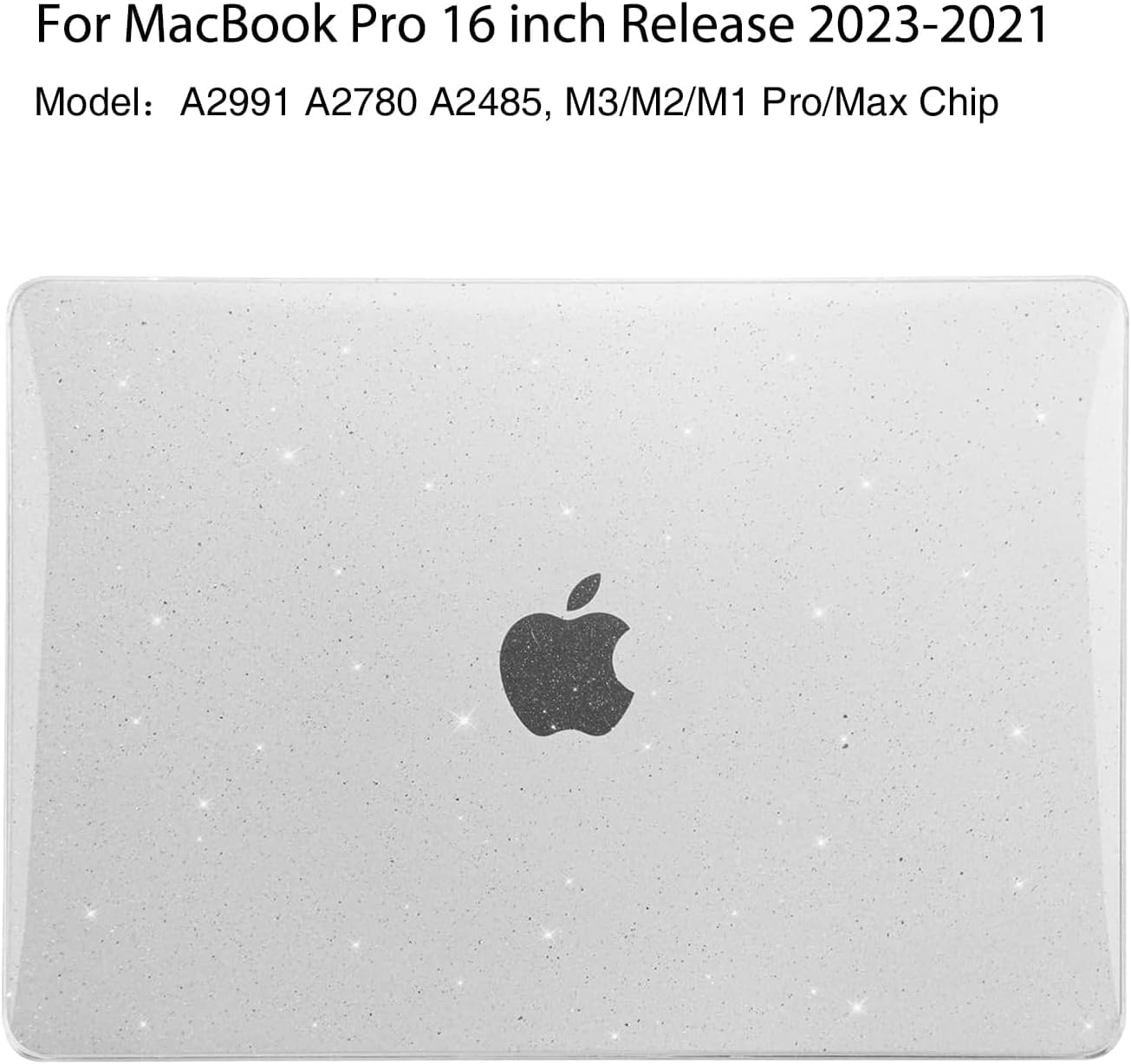 EooCoo Glitter Clear Hard Case for MacBook Pro 16 Inch (2021–2025, M1–M4 Pro/Max) – Sparkly Protective Shell with Keyboard Cover & Screen Protector