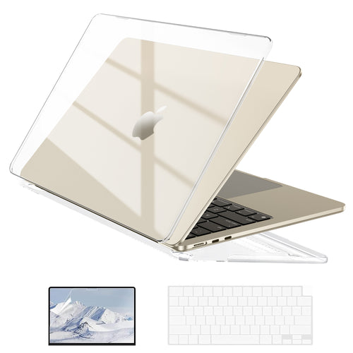 EooCoo Starlight Clear Hard Shell Case for MacBook Air 15" (2023-2025 M2/M3/M4) + Keyboard Cover & Screen Protector – Perfect Fit & Durable Protection