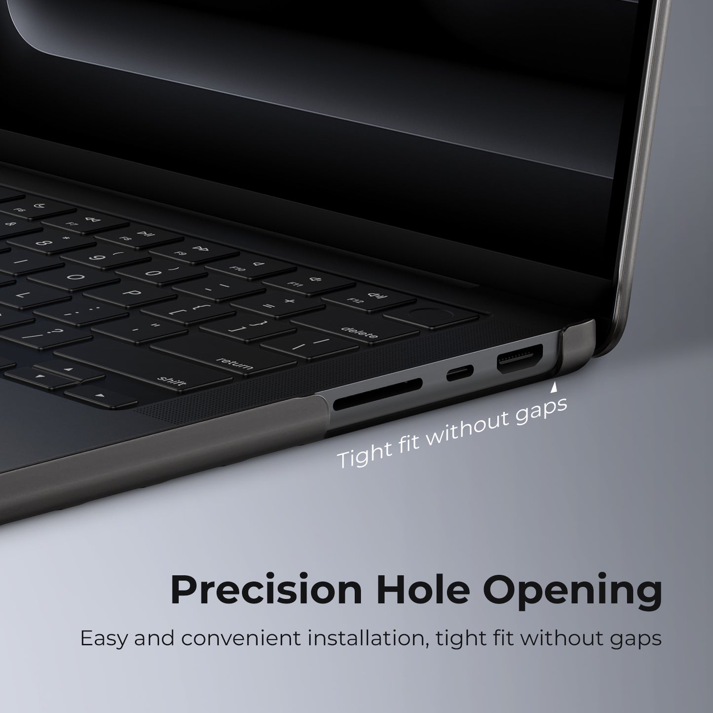 EooCoo Ultra-Slim Frosted Hard Case for MacBook Pro 14 Inch (2025–2021, M4/M3/M2/M1 Pro/Max) – Anti-Fingerprint Matte Case with Keyboard Cover & Screen Protector, Space Black