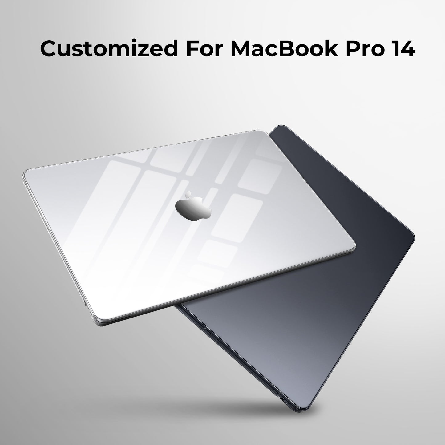 EooCoo Black Clear Hard Case for MacBook Pro 14 Inch (2025–2021, M4/M3/M2/M1 Pro/Max) – Anti-Scratch, Anti-Fingerprint, Snap-On Protective Cover with Keyboard & Screen Protector