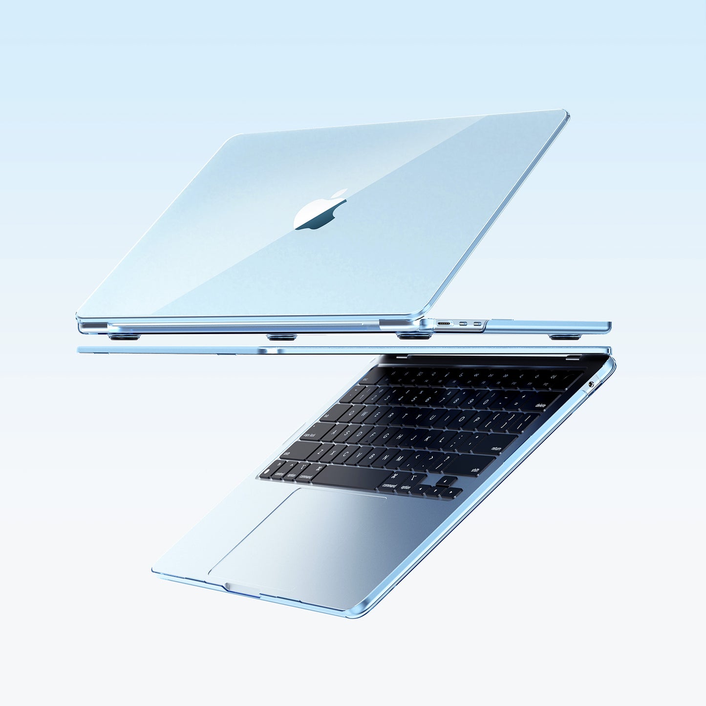 EooCoo Sky Blue Clear Hard Shell Case for MacBook Air 15" (2023-2025 M2/M3/M4) + Keyboard Cover & Screen Protector – Perfect Fit & Durable Protection
