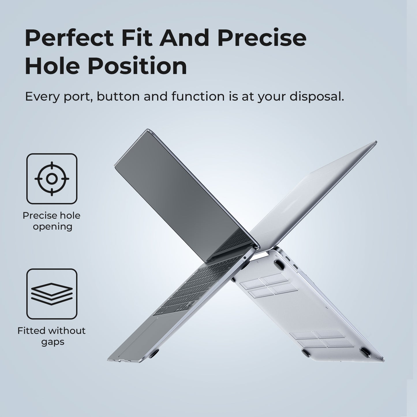 EooCoo Crystal Clear Hard Shell Case for MacBook Air 13.3" (M1 2020–2018) – Clear Slim Fit Cover with Keyboard Skin & Screen Protector, Full Protection Without Hiding Original Color