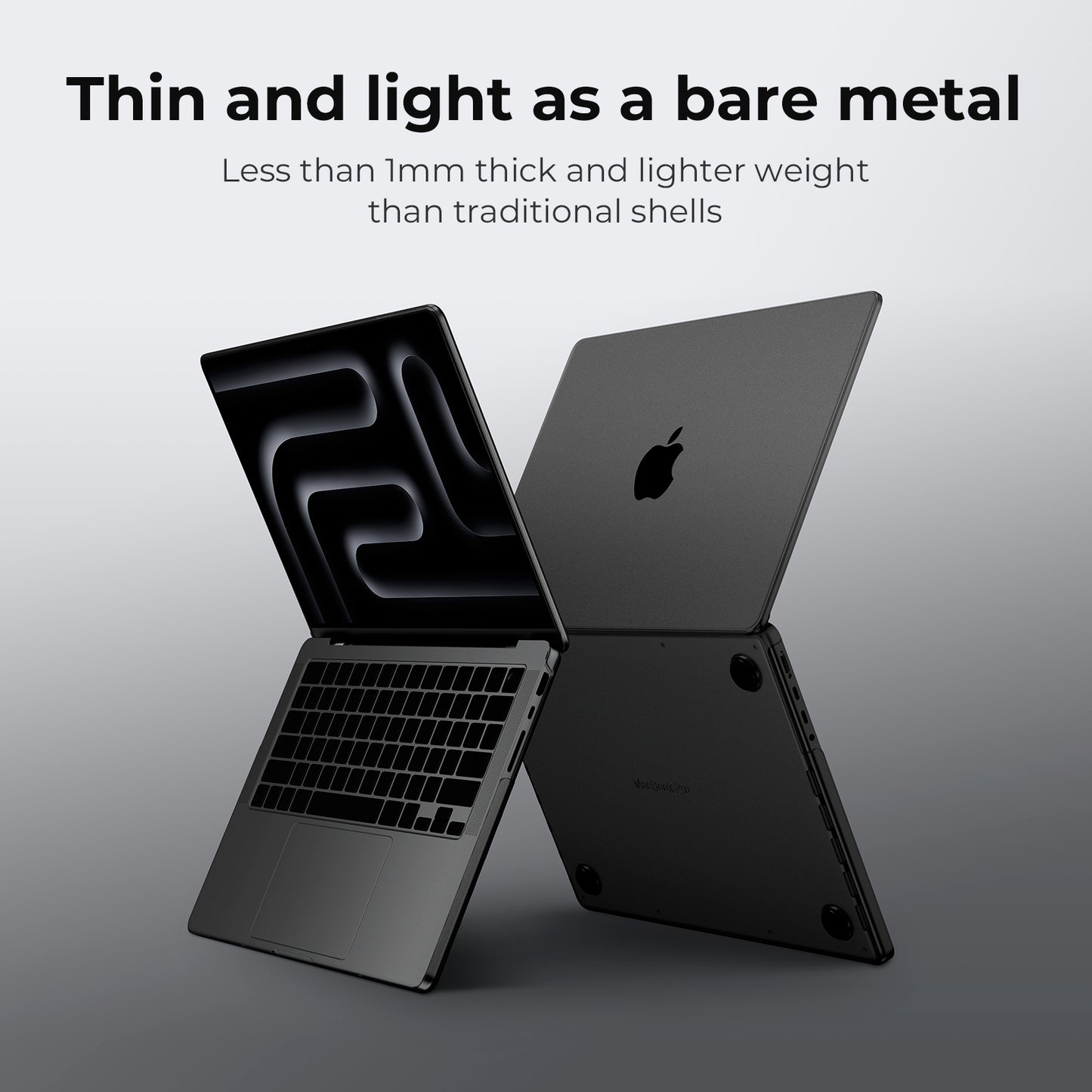 EooCoo Ultra-Slim Frosted Hard Case for MacBook Pro 14 Inch (2025–2021, M4/M3/M2/M1 Pro/Max) – Anti-Fingerprint Matte Case with Keyboard Cover & Screen Protector, Space Black