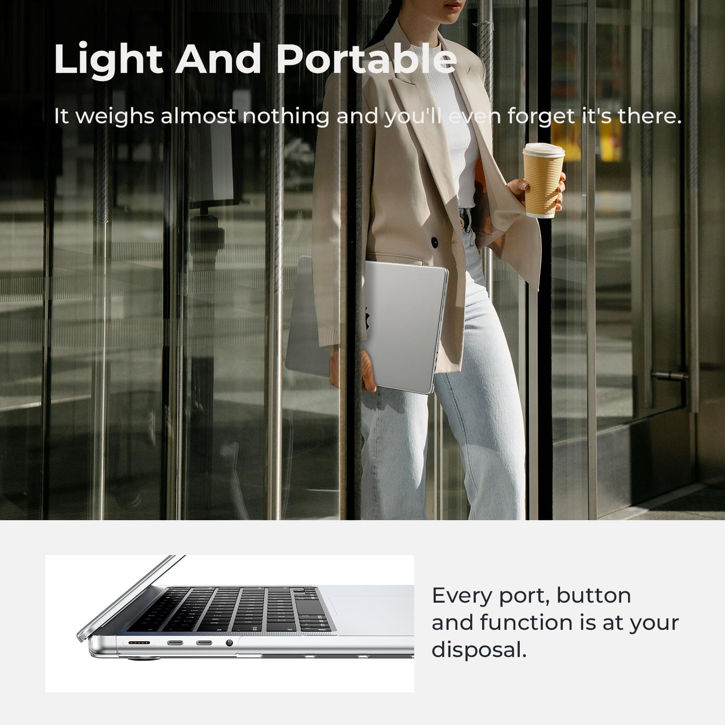 EooCoo Matte Transparent Hard Case for MacBook Pro 14 Inch (2025–2021, M4/M3/M2/M1 Pro/Max) – Anti-Fingerprint Matte Case with Keyboard Cover & Screen Protector