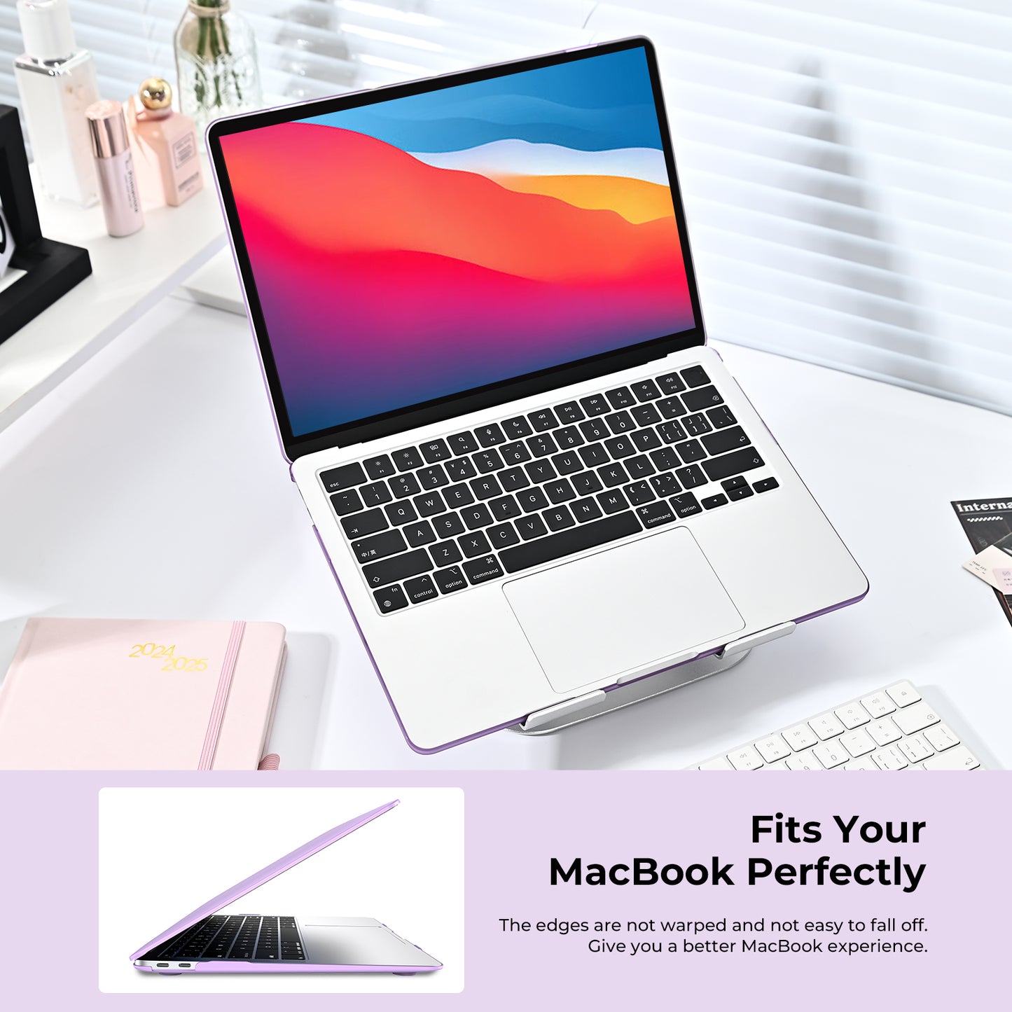 EooCoo Matte Purple Hard Case for MacBook Air 13.3" M1 (2021–2018) – Anti-Scratch, Anti-Fingerprint Case with Keyboard Cover & Screen Protector
