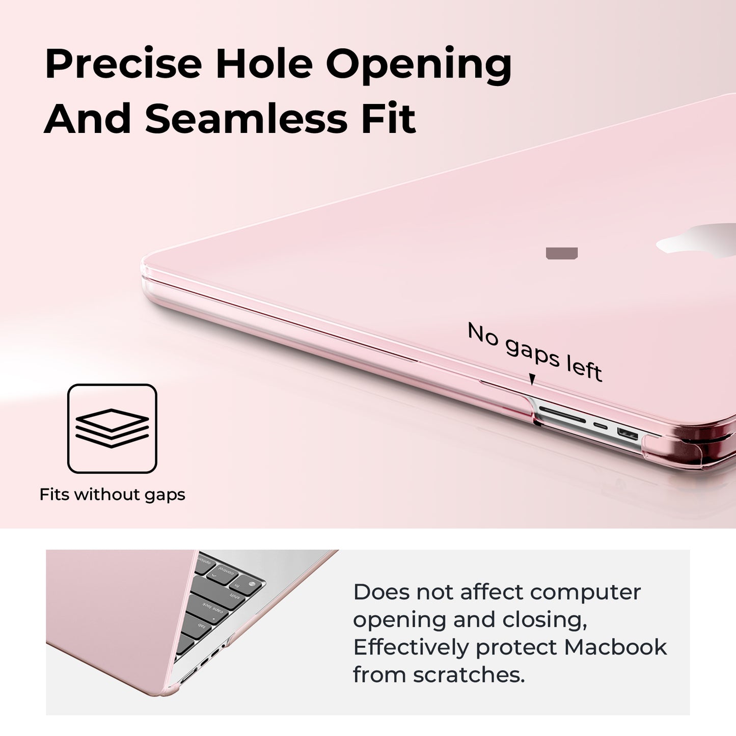 EooCoo Pink Clear Hard Case for MacBook Pro 14 Inch (2025–2021, M4/M3/M2/M1 Pro/Max) – Anti-Scratch, Anti-Fingerprint, Snap-On Protective Cover with Keyboard & Screen Protector