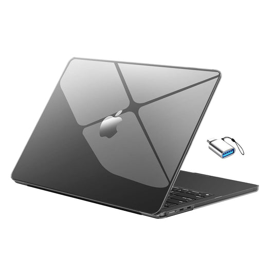 EooCoo Crystal Black Hard Shell Case for MacBook Air 13.6" (2022-2025 M2/M3/M4) + Keyboard Cover & Screen Protector – Crystal Clear & Full Protection
