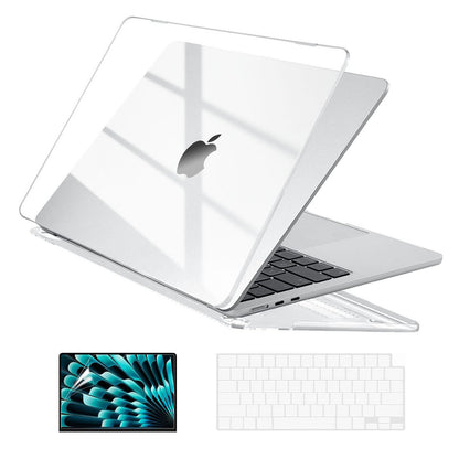 EooCoo Black Clear Hard Shell Case for MacBook Air 15" (2023-2025 M2/M3/M4) + Keyboard Cover & Screen Protector – Perfect Fit & Durable Protection