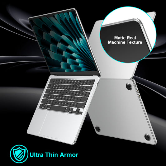 EooCoo Clear Matte Hard Shell Case for MacBook Air 13.6" (2022-2025 M2/M3/M4) + Keyboard Cover & Screen Protector – Slim, Anti-Fingerprint & Full Protection