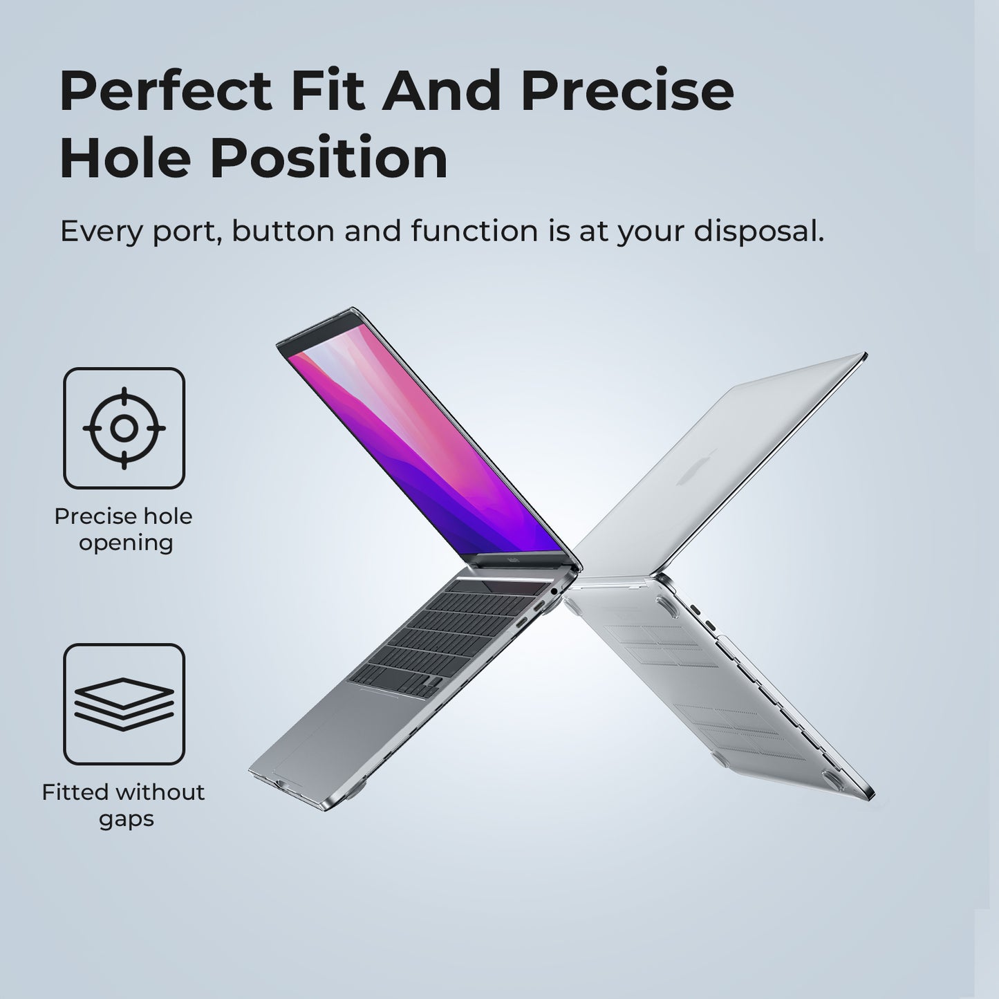 EooCoo Crystal Clear Hard Case for MacBook Pro 13 inch (M2 2024–2016, M1) with Keyboard Cover & Screen Protector - Protective Slim Fit