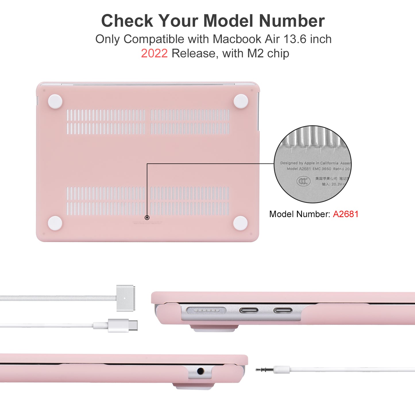 EooCoo Matte Pink Hard Shell Case for MacBook Air 13.6" (2023-2025 M2/M3/M4) + Keyboard Cover & Screen Protector – Slim, Durable & Perfect Fit