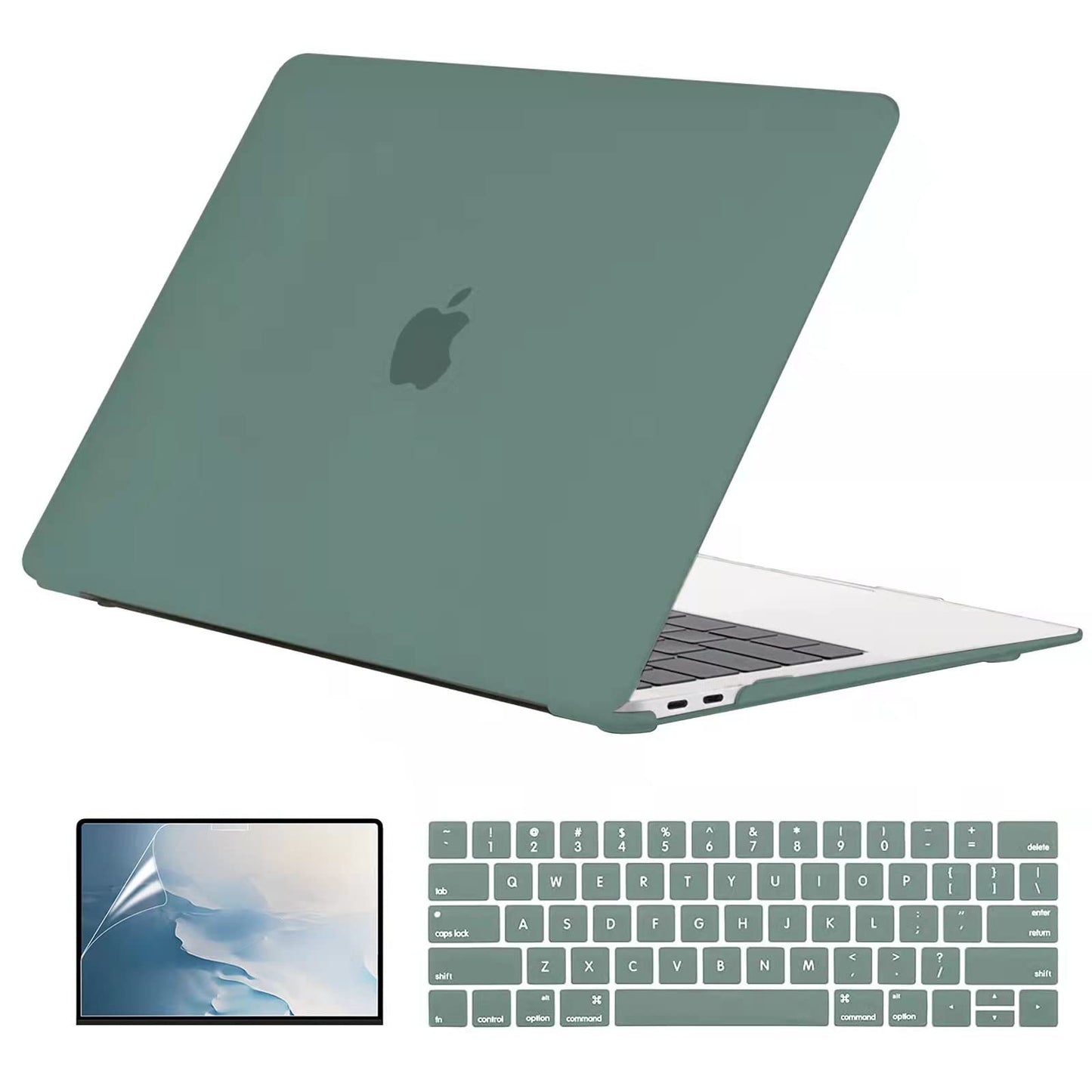 EooCoo Matte Green Hard Case for MacBook Pro 13 Inch (2016–2024, M2/M1) – Slim Protective Shell with Keyboard Cover & Screen Protector, Scratch-Resistant & Lightweight