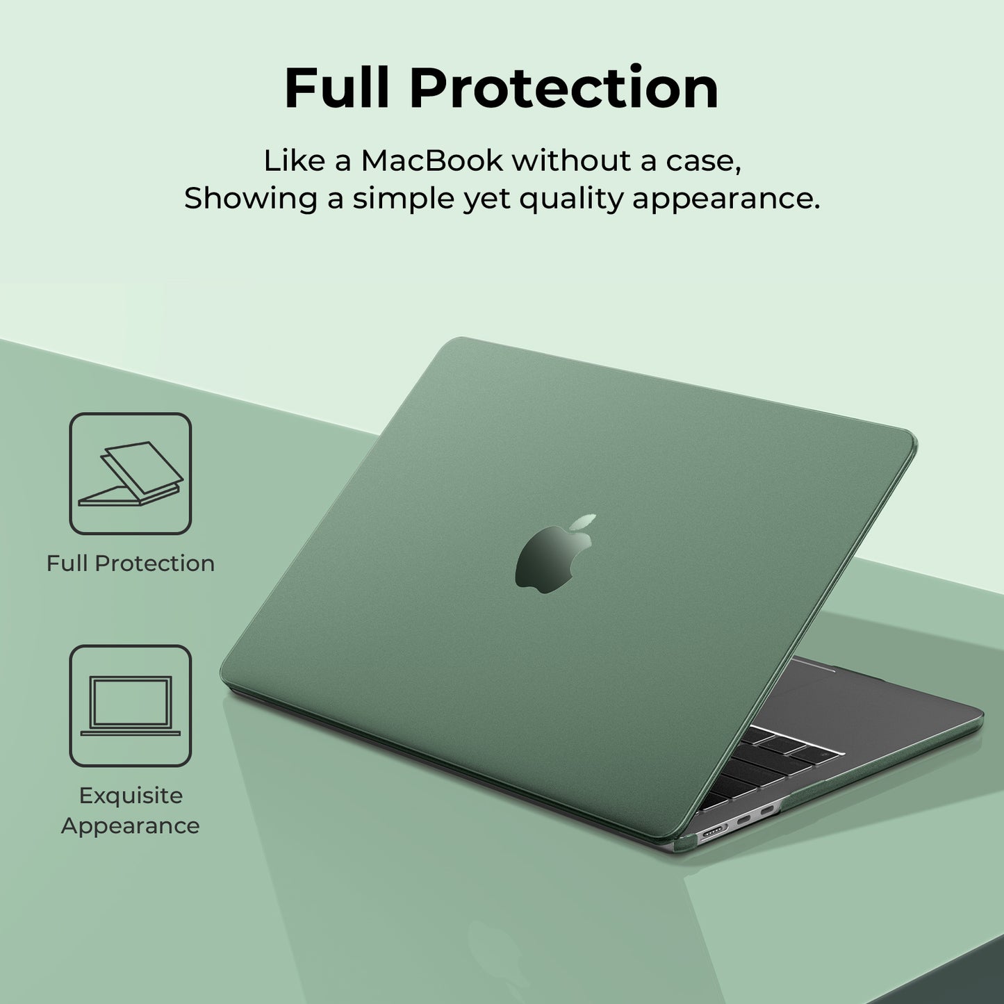 EooCoo Matte Midnight Green Hard Shell Case for MacBook Air 15" (2023-2025 M2/M3/M4) + Keyboard Cover & Screen Protector – Slim, Durable & Perfect Fit