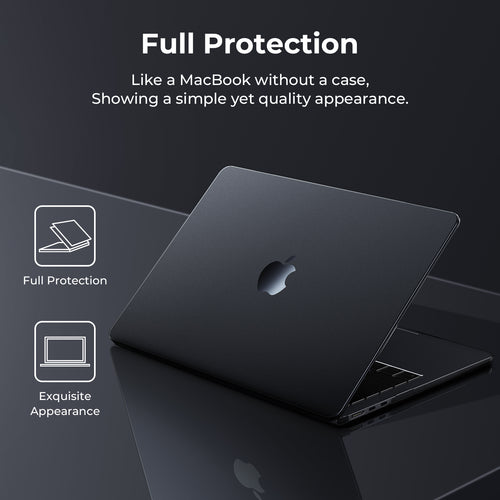 EooCoo Frost Black Matte Hard Shell Case for MacBook Air 13.6" (2022-2025 M2/M3/M4) + Keyboard Cover & Screen Protector – Slim, Anti-Fingerprint & Full Protection