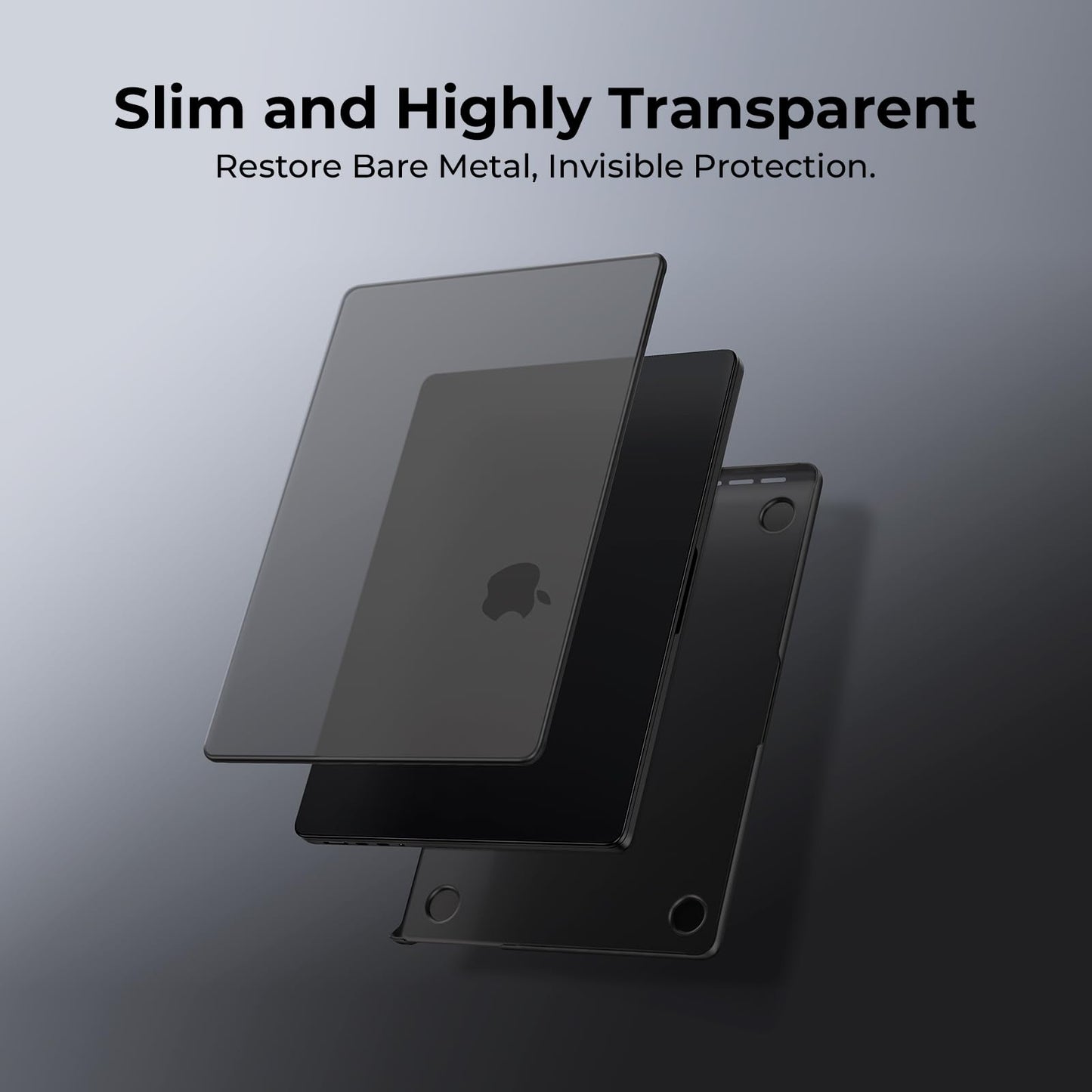 EooCoo Ultra Thin Armor Case for MacBook Pro 14" (2025–2021, M4/M3/M2/M1 Pro/Max) – 100% Space Black Match Matte Hard Shell with Keyboard Cover, Anti-Fingerprint