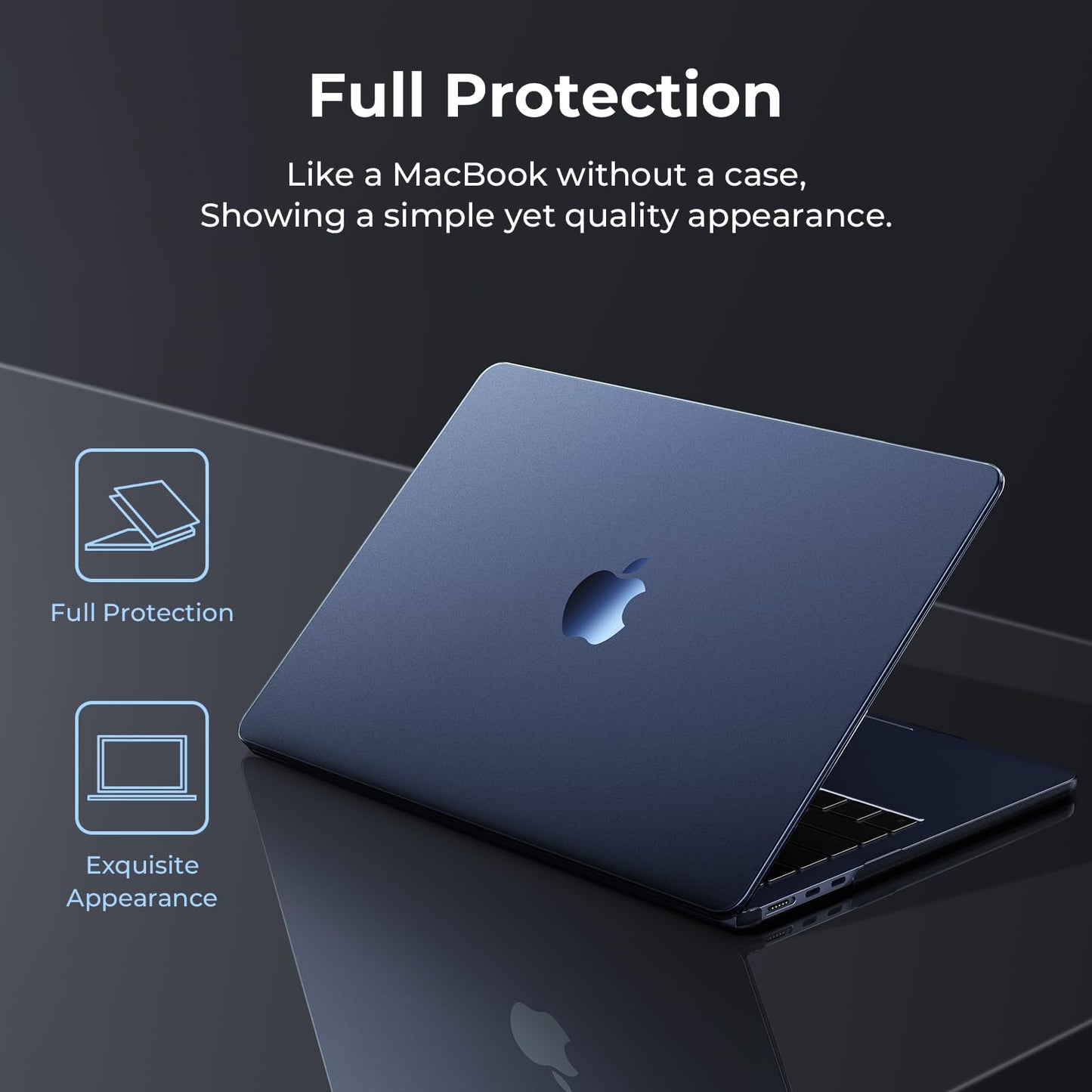 EooCoo Ultra Thin Midnight Clear Case for MacBook Air 15" (M4/M3/M2, 2025–2023) – 100% Transparent Matte Hard Shell with Keyboard Cover, Anti-Scratch, Anti-Fingerprint, Heat Dissipation