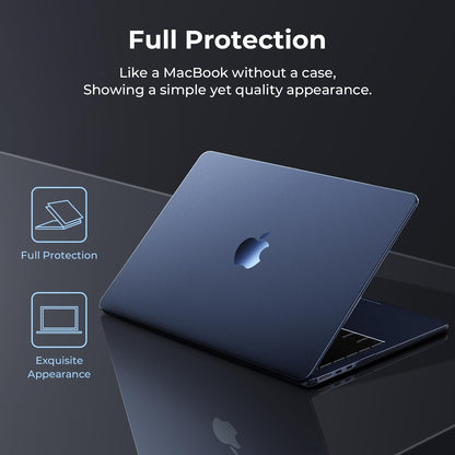 EooCoo Ultra Thin Midnight Clear Case for MacBook Air 15" (M4/M3/M2, 2025–2023) – 100% Transparent Matte Hard Shell with Keyboard Cover, Anti-Scratch, Anti-Fingerprint, Heat Dissipation