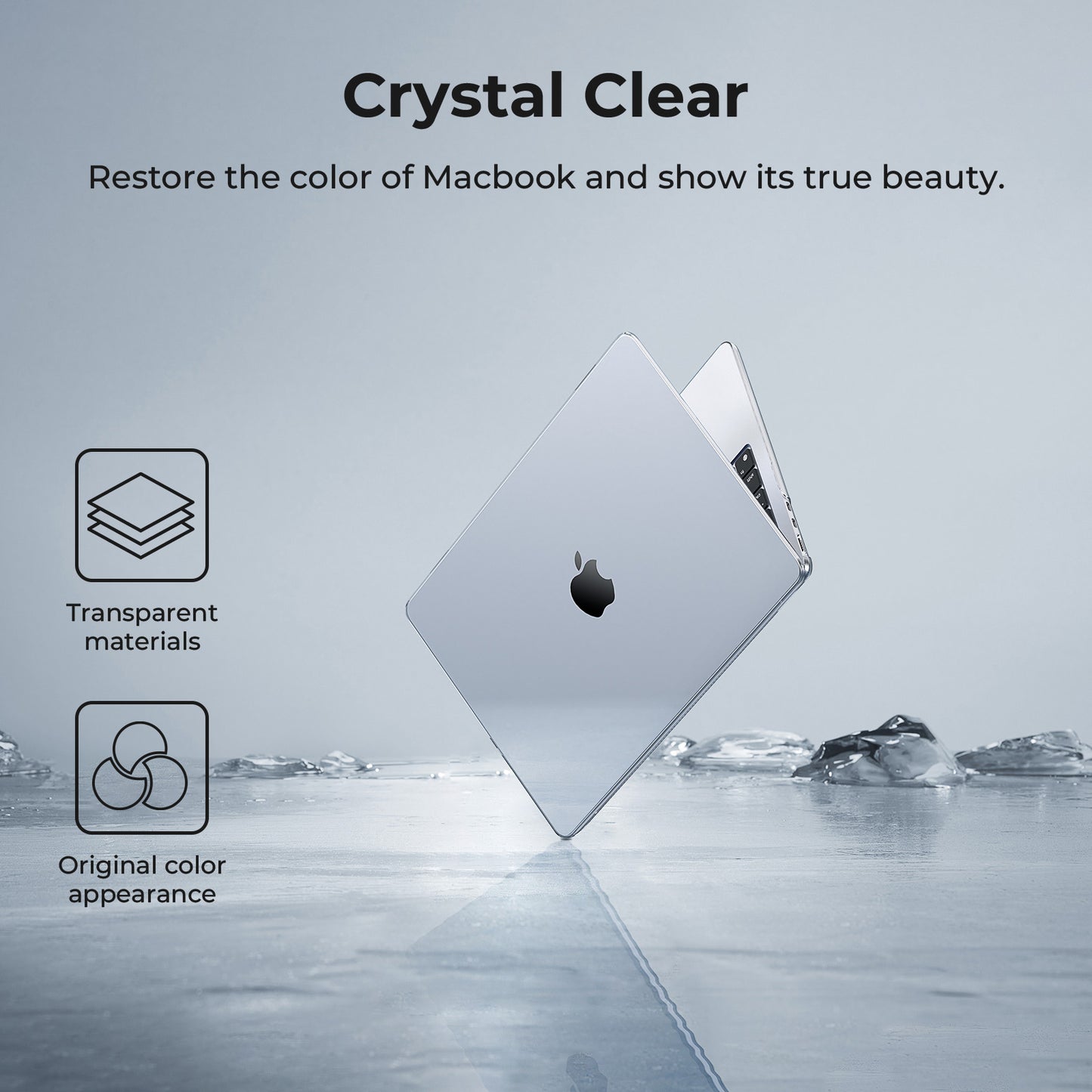 EooCoo Crystal Clear Hard Shell Case for MacBook Air 15" (2023-2025 M2/M3/M4) + Keyboard Cover & Screen Protector – Perfect Fit & Durable Protection