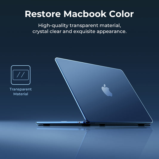 EooCoo Midnight Clear Hard Shell Case for MacBook Air 15" (2023-2025 M2/M3/M4) + Keyboard Cover & Screen Protector – Perfect Fit & Durable Protection