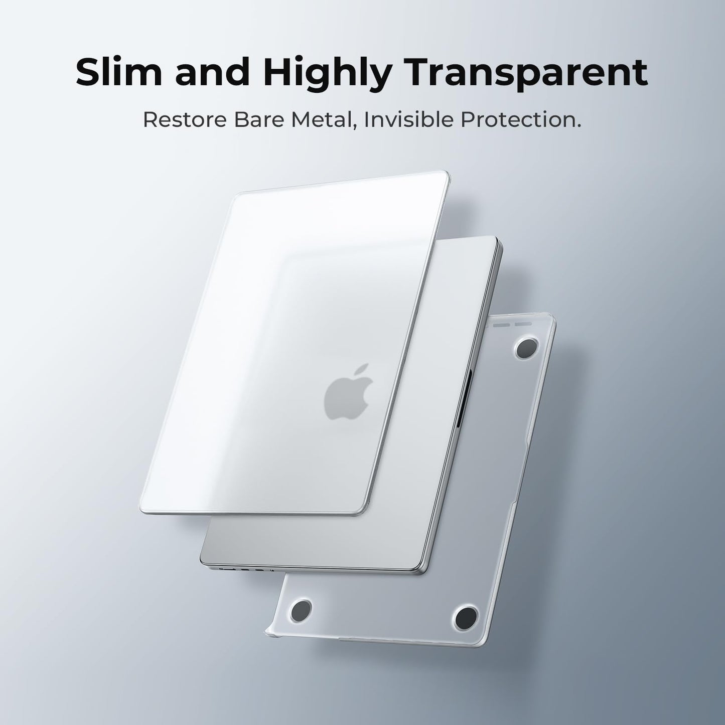 EooCoo Ultra Thin Armor Case for MacBook Pro 14" (2025–2021, M4/M3/M2/M1 Pro Max) – Matte Clear Hard Shell with Anti-Fingerprint, Keyboard Skin, Bare-MacBook Feel