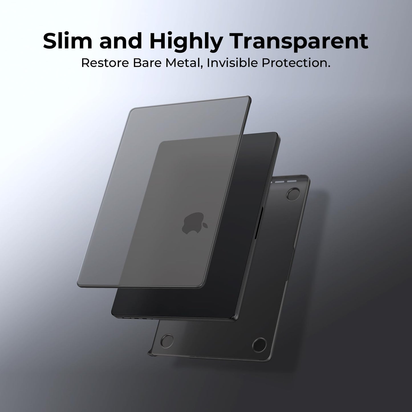 EooCoo Ultra Thin Matte Hard Case for MacBook Pro 14" (2025–2021, M4/M3/M2/M1 Pro/Max) – Anti-Fingerprint, Scratch-Resistant Shell, 100% Space Gray Color Match