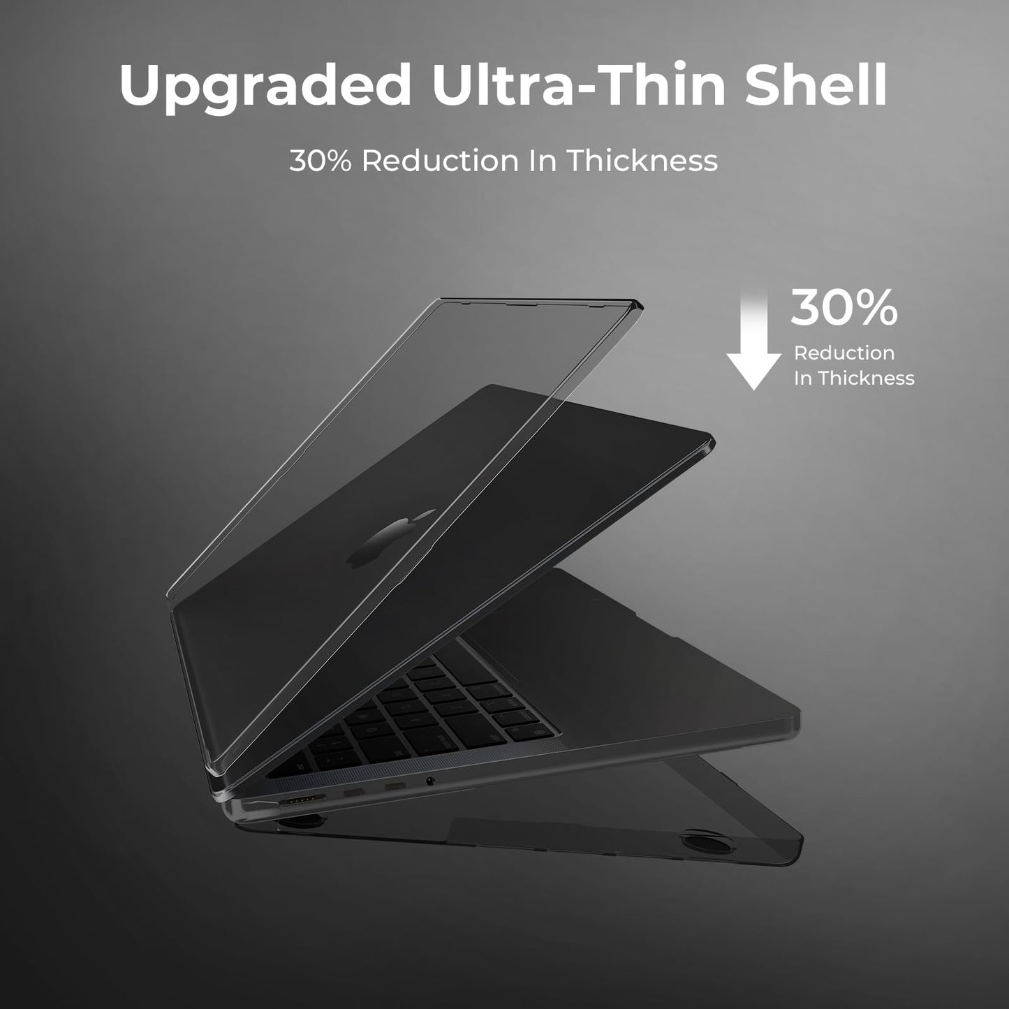 EooCoo Clear Black Hard Case for MacBook Pro 16 Inch (2025–2021, M4/M3/M2/M1 Pro/Max) – Slim, Scratch-Resistant Cover with Keyboard Cover and Screen Protector