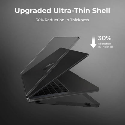 EooCoo Clear Black Hard Case for MacBook Pro 16 Inch (2025–2021, M4/M3/M2/M1 Pro/Max) – Slim, Scratch-Resistant Cover with Keyboard Cover and Screen Protector