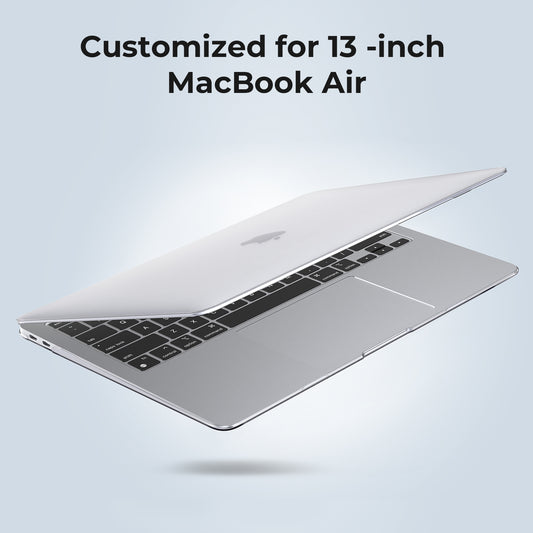 EooCoo Crystal Clear Hard Shell Case for MacBook Air 13.3" (M1 2020–2018) – Clear Slim Fit Cover with Keyboard Skin & Screen Protector, Full Protection Without Hiding Original Color
