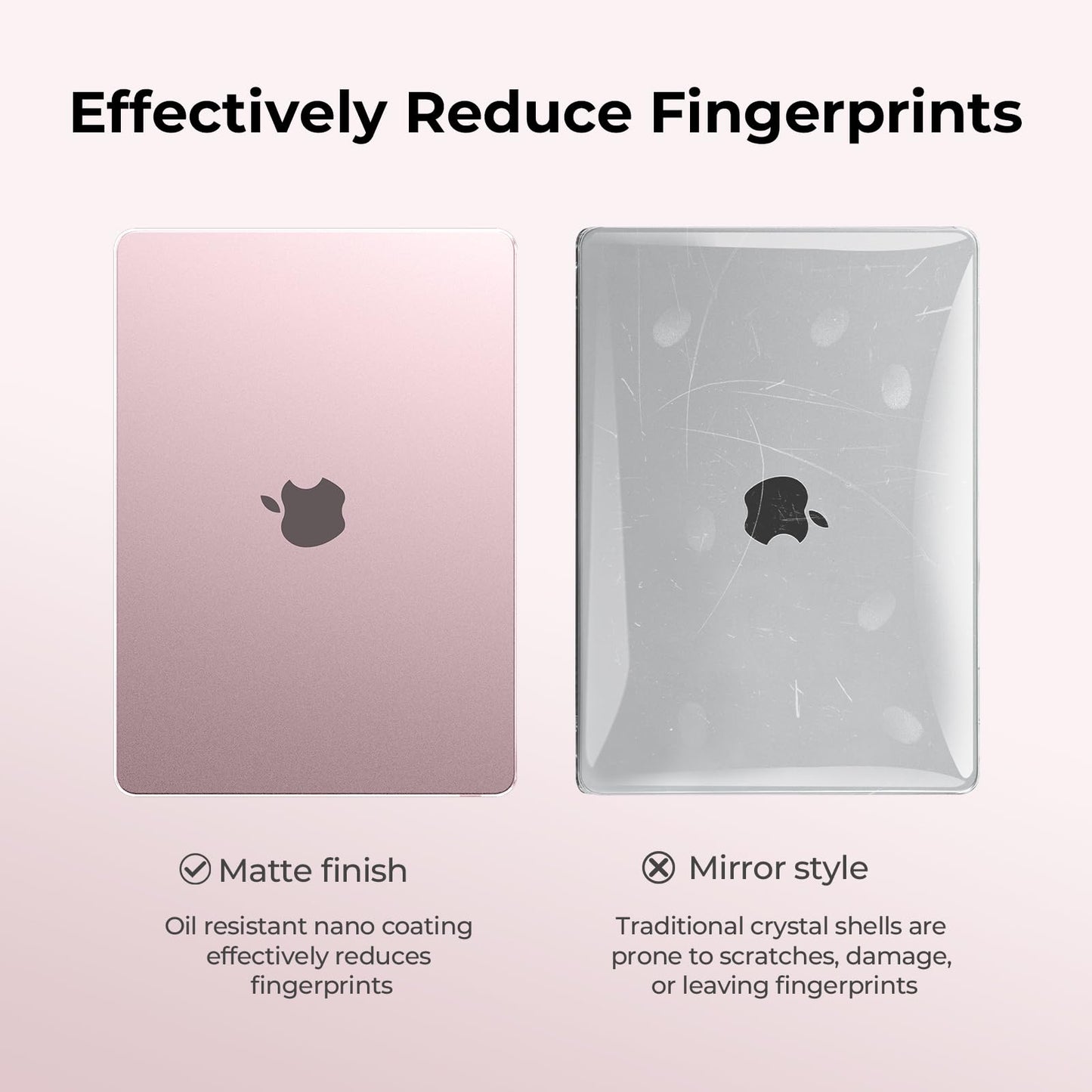 EooCoo Ultra Thin Matte Hard Case for MacBook Air 13.6" (2025–2022, M4/M3/M2, A3240 A3113 A2681) – Slim Protective Shell with Keyboard Cover, Sleek Pink